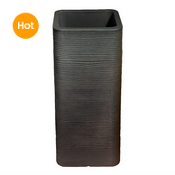 Tall Rectangular Beige Planter